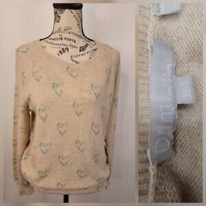 Dtlm Hearts Sweater Womens SZ Small 100% Cashmere Crewneck Relaxed
